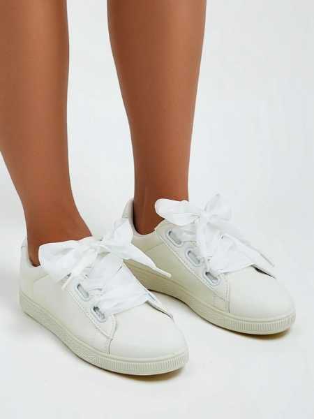 Sneakers ecologice din piele pentru femei Royalfashion cu sireturi decorative Etti