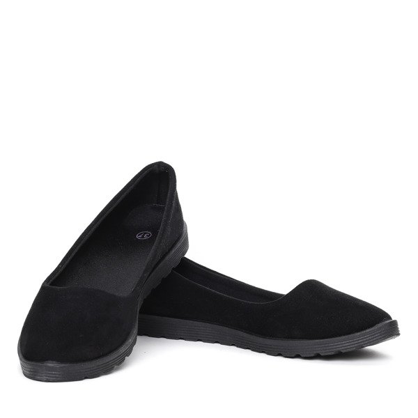 Czarne balerinki z eko zamszu Marianne- Obuwie