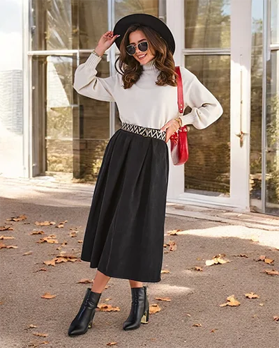 Fusta midi Royalfashion pentru femei a' la catifea