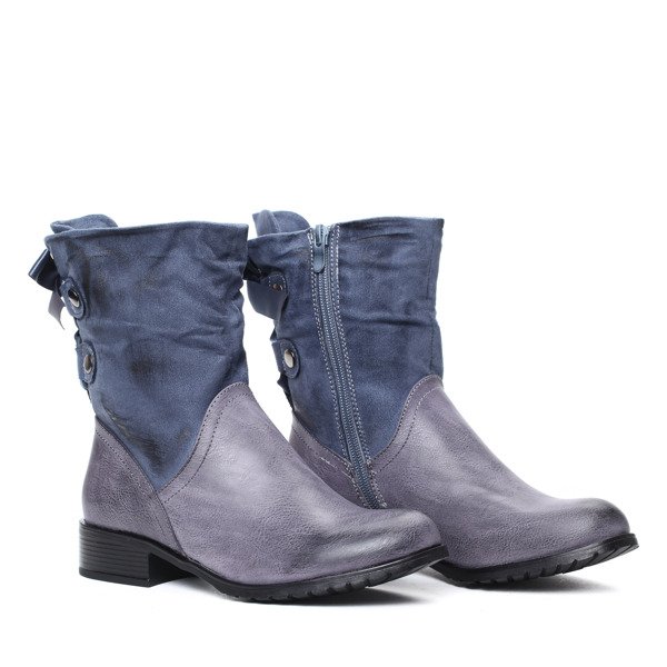 Niebiesko-szare botki Francesca- Obuwie