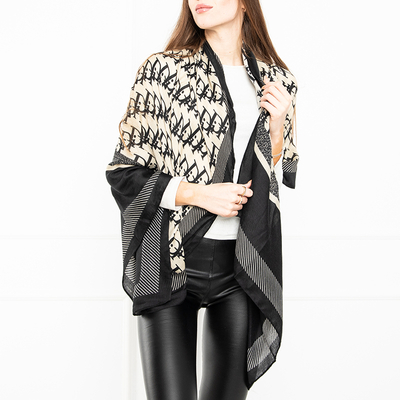 Esarfa dama cu model bej si negru - Accesorii