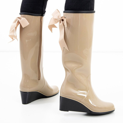 Wellies de dama bej pe pană Genofa - Încălțăminte