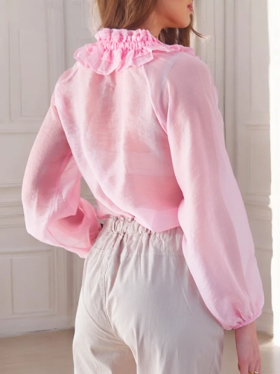 Royalfashion Cămașă Transparentă pentru Femei cu Guler Decorativ