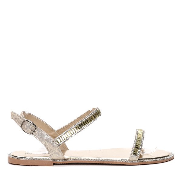 Złote sandały z cyrkoniami Farretes - Obuwie