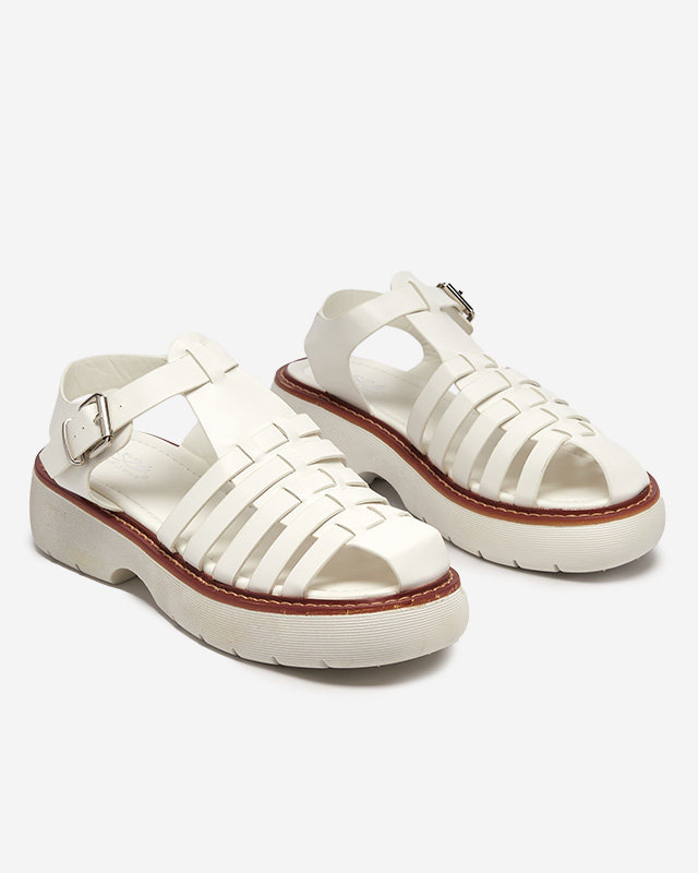 OUTLET Sandale albe de dama pe talpa masiva Leteris - Incaltaminte