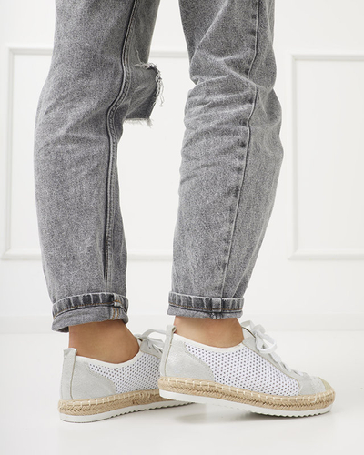 Tenisi albi Akoio ajurati cu sclipici - Pantofi