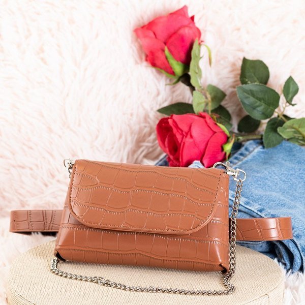 Geantă de piele de șarpe maro - Genți de mână