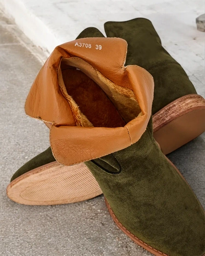 Cizmele de gleznă de tip cowboy pe un toc acoperit, model Blueston