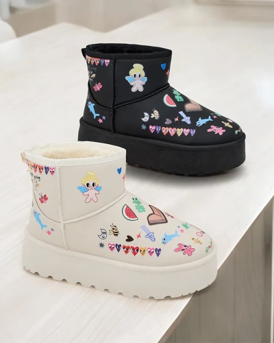 Ghete scurte de iarnă pentru femei Royalfashion cu stickere Hanaga