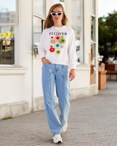 Royalfashion Hanorac cu imprimeu subțire din bumbac pentru femei