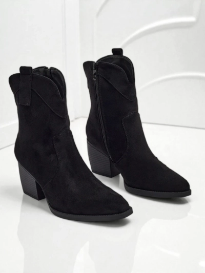 Botine cowboy de damă din piele ecologică întoarsă Armelle