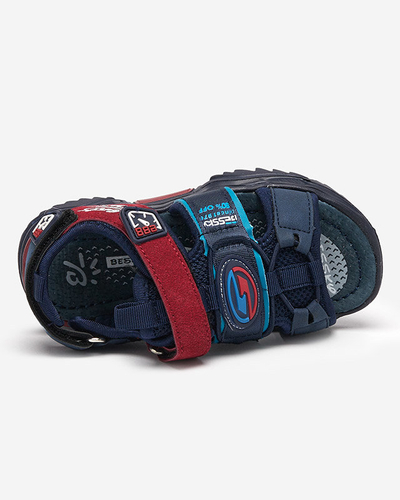 Sandale pentru băieți bleumarin și visiniu cu Velcro Roser-Footwear