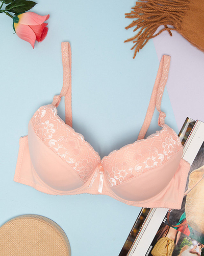 Sutien pudrat pentru femei cu inserție de dantelă - Lenjerie intima