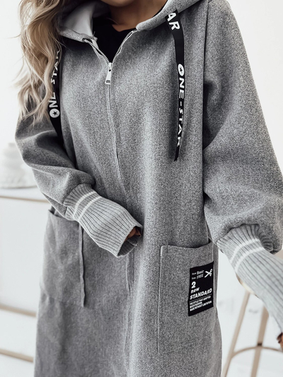 Royalfashion Jachetă de damă până la genunchi în gri