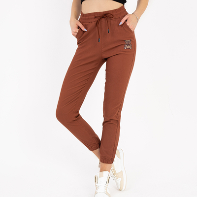 Pantaloni maro din stofa pentru dama - Imbracaminte