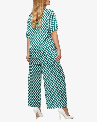 Set cu model plisat verde pentru femei - Îmbrăcăminte