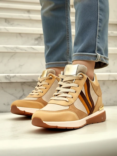 Sneakers Verona Maro Din Piele Ecologică Cu Toc Înalt