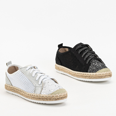 Tenisi albi Akoio ajurati cu sclipici - Pantofi