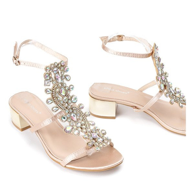 Złote sandały na płaskim obcasie Maritza - Obuwie