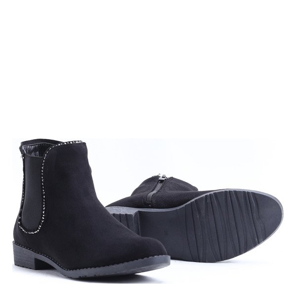 Czarne sztyblety z cyrkoniami Elizabeth - Obuwie