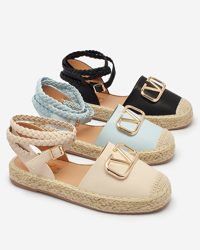 Royalfashion Sandale espadrile de damă albastre cu ornamente Eterisa