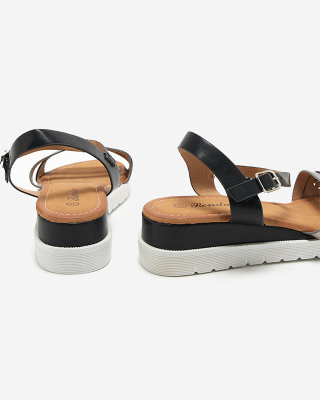 OUTLET Sandale negre de damă pe pană joasă Dotif- Încălțăminte