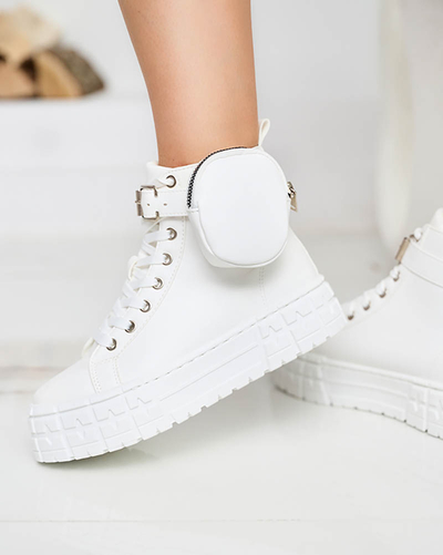 Pantofi sport de damă din piele ecologică de culoare albă Kolibs- Footwear