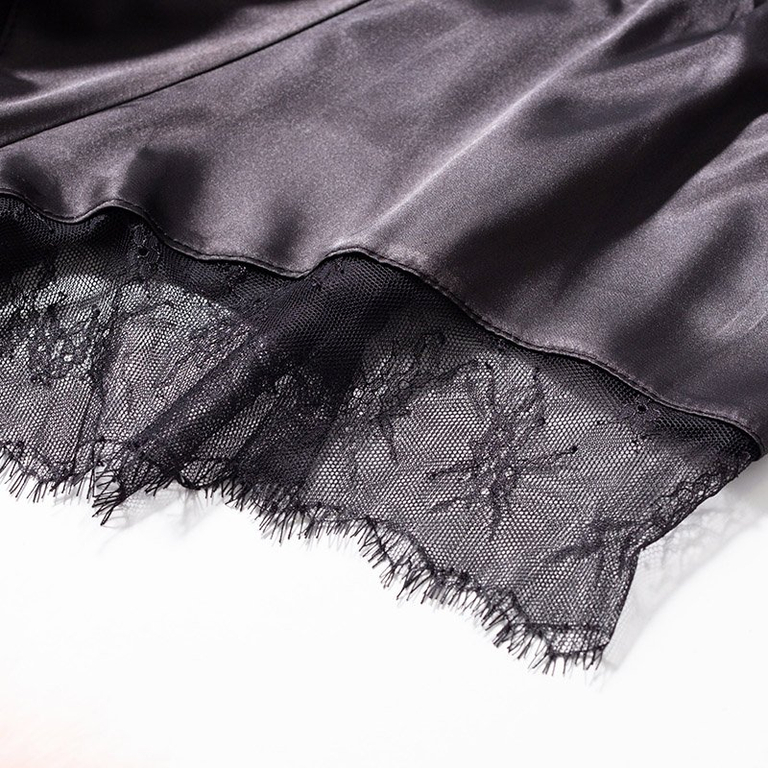 Pijamale de dama negre cu dantela - Imbracaminte