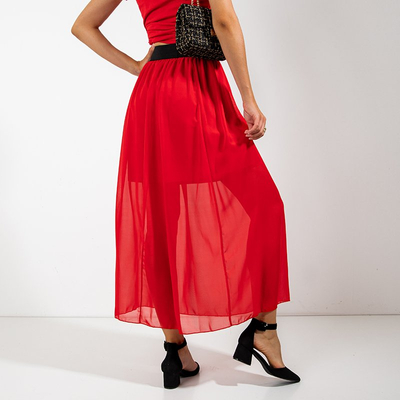 Fustă maxi roșie pentru femei - Îmbrăcăminte