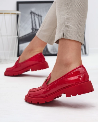 Mocasini roșii lăcuiți pentru femei Pogola- Footwear