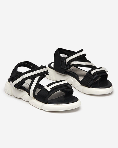 Sandale pentru copii alb-negru prinse cu Velcro Modis - Pantofi