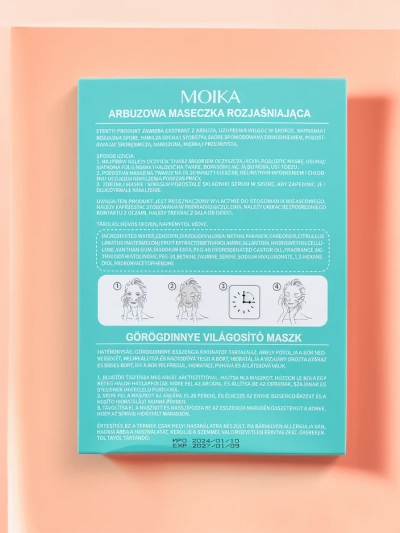 MOIKA Mască de față cu pepene verde, iluminatoare