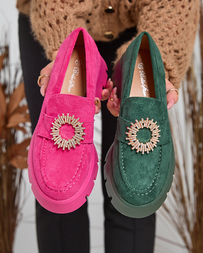 Royalfashion Mocasini de damă din piele ecologică de căprioară Fuchsia Likoki