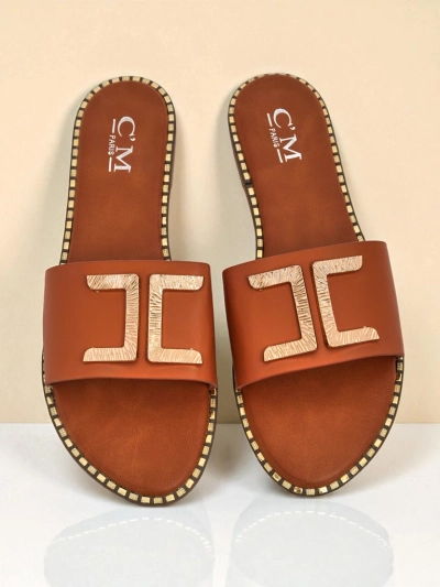 Royalfashion Papuci de damă din piele ecologică cu decorațiune Gildra