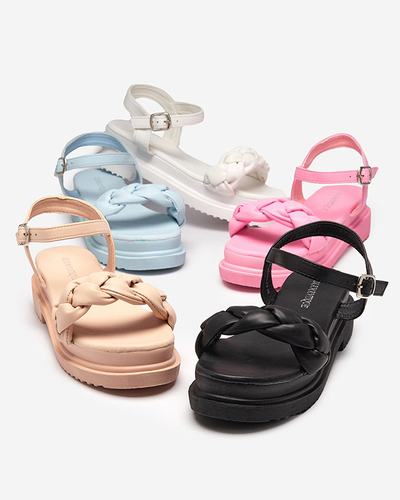 OUTLET Sandale damă pudrate cu centură împletită Kafha - Încălțăminte