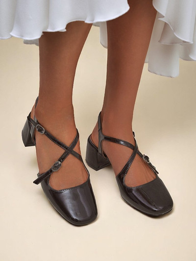 Royalfashion Pantofi dama cu toc jos si barete decorative Lolita