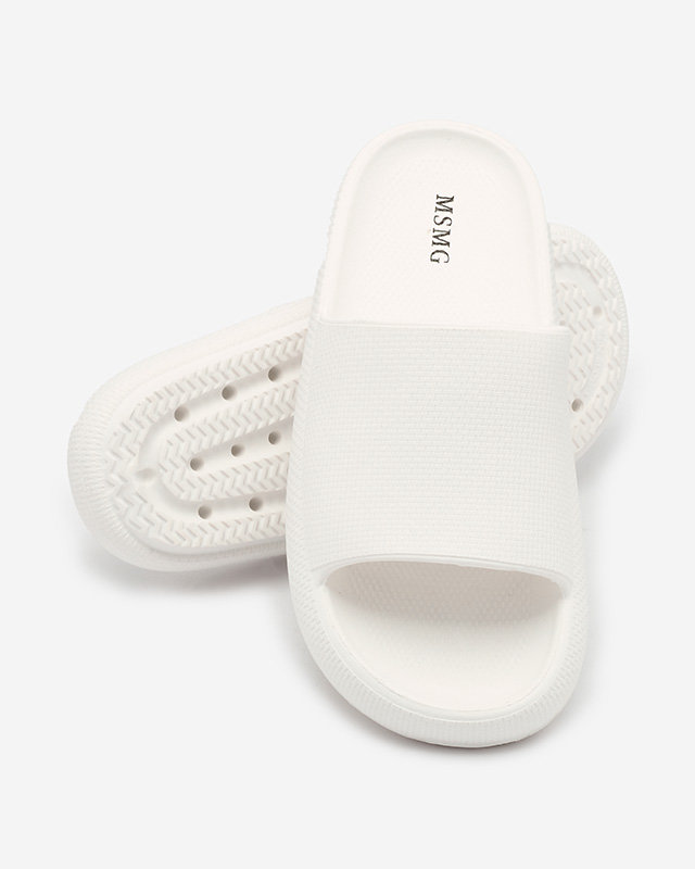 Royalfashion Șlapi de cauciuc albi pentru femei cu ștanțare Okeris