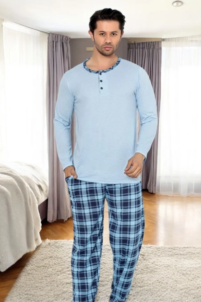 Royalfashion Pijamale Bărbați din Bumbac În Carouri