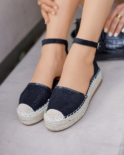 OUTLET Espadrile negre ajurate pentru femei Erisab- Pantofi