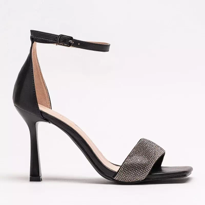 OUTLET Sandale de dama negre pe toc inalt Enedi - Incaltaminte