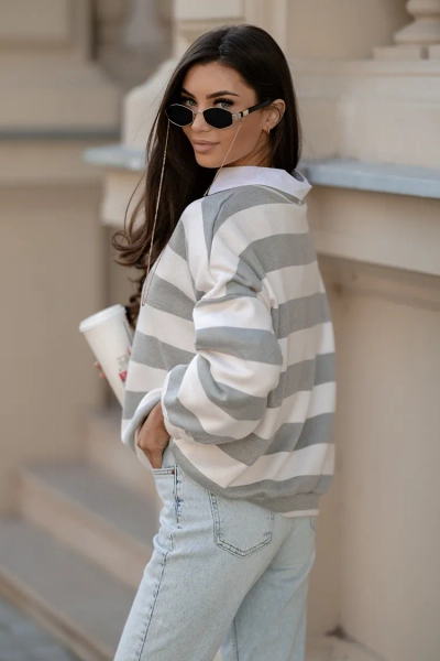 Royalfashion Pulover subțire cu dungi pentru femei