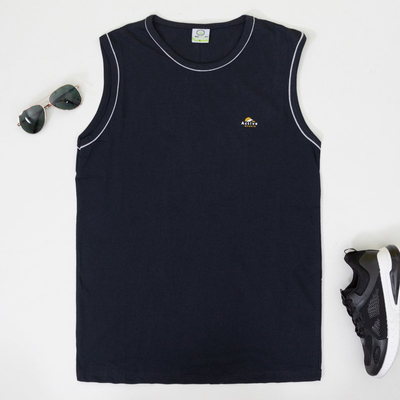 Cămașă fără mâneci pentru bărbați, din bumbac, bleumarin - Îmbrăcăminte