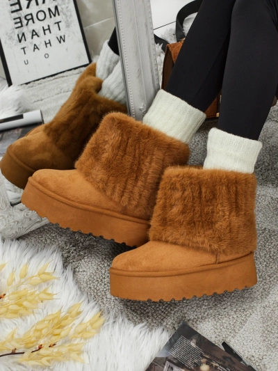 Ghete tip snowboots de damă cu blană artificială Irelle