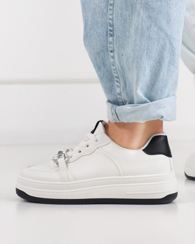 Pantofi sport alb-negru pentru femei adidasi cu lant Nevito - Incaltaminte