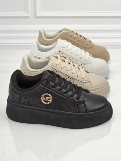 Sneakersy damskie platforma Perseida Royalfashion czarne skóra ekologiczna