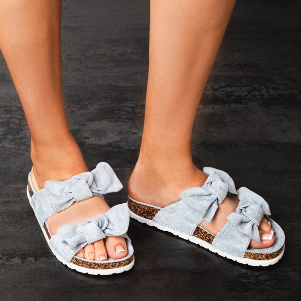 Niebieskie klapki z kokardką Marecia - Obuwie