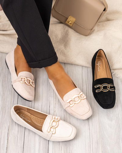 Mocasini negri de dama cu decor Olly - Incaltaminte