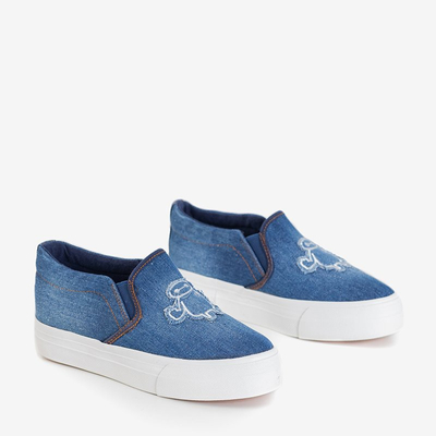 Adidași de dama de culoare albastru marină pe platforma Boatik - Încălțăminte