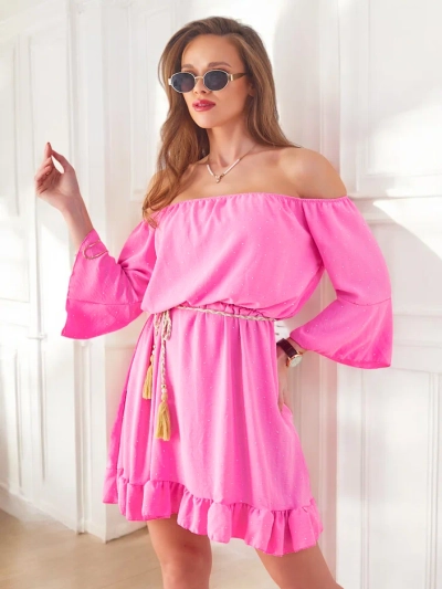 Royalfashion Rochie mini pentru femei stil spaniol cu mâneci lungi și pietre strălucitoare