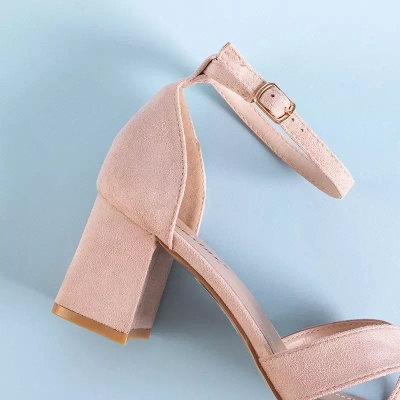 OUTLET Sandale pentru femei roz deschis pe un post Halita - Încălțăminte